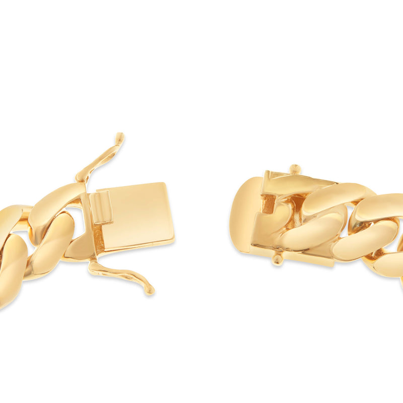 14k Hollow Yellow Gold Cuban Bracelet 12.5mm