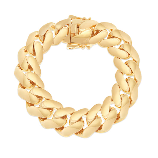 14K Yellow Gold 17mm Hollow Cuban Bracelet