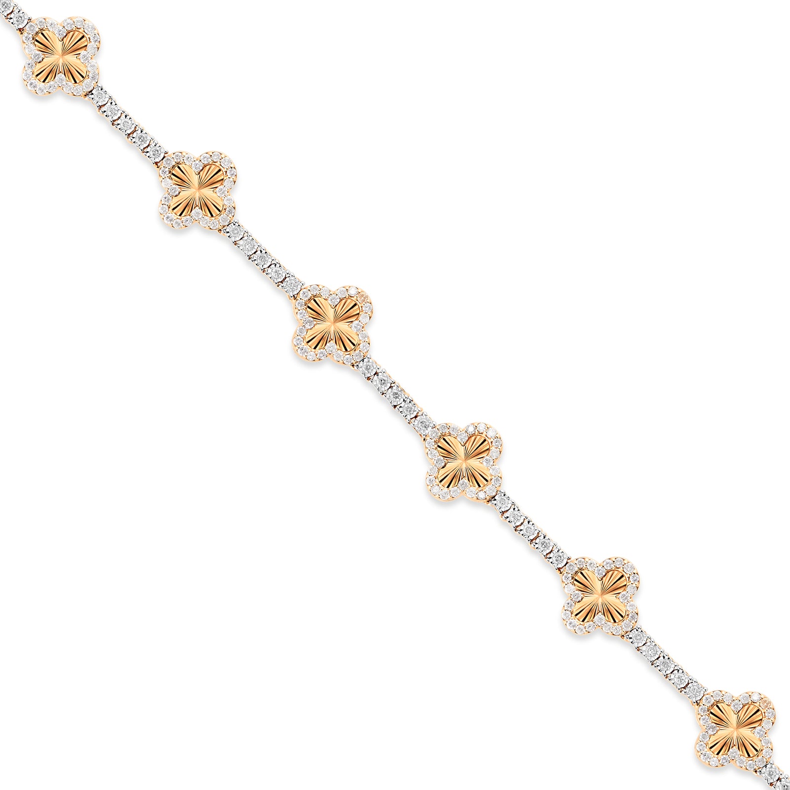 10k Gold Diamond Full Clover Tennis Bracelet with Gold  display picture 1