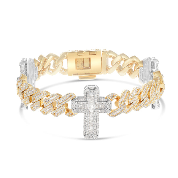 9.75ct Cuban Diamond Bracelet with Cross Motif