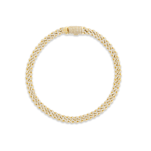 10K 4mm .80ct Diamond Cuban Bracelet