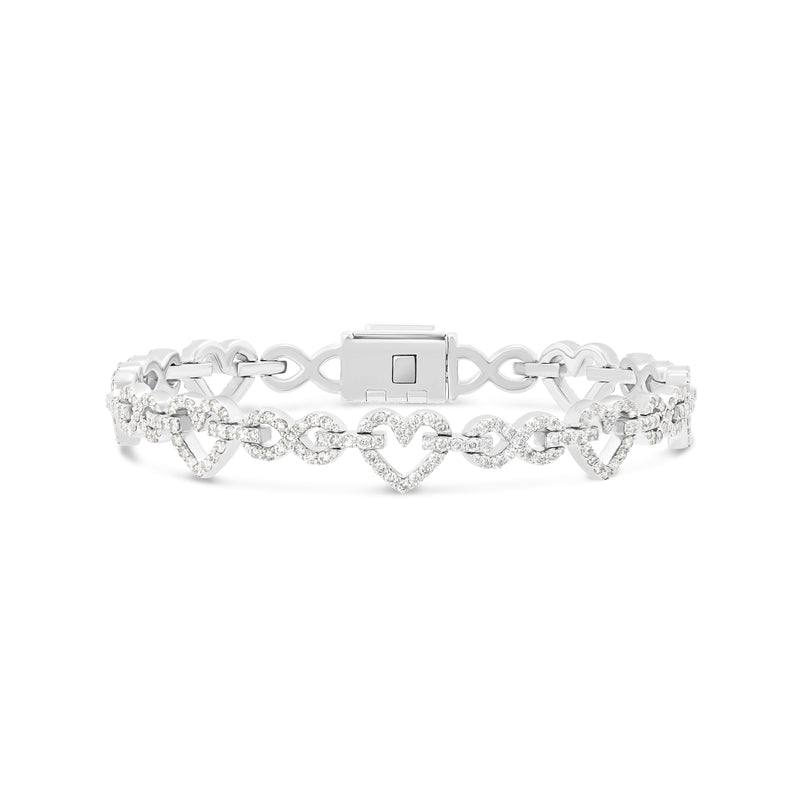 14k Heart & Infinity Link Diamond Bracelet, 4.3 ctw