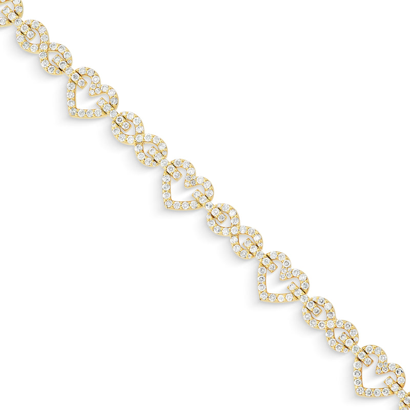 14k Heart & Infinity Link Diamond Bracelet, 4.3 ctw