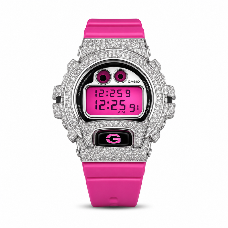 Pink G-Shock DW-6900 with Natural Diamond Bezel – SHYNE JEWELERS