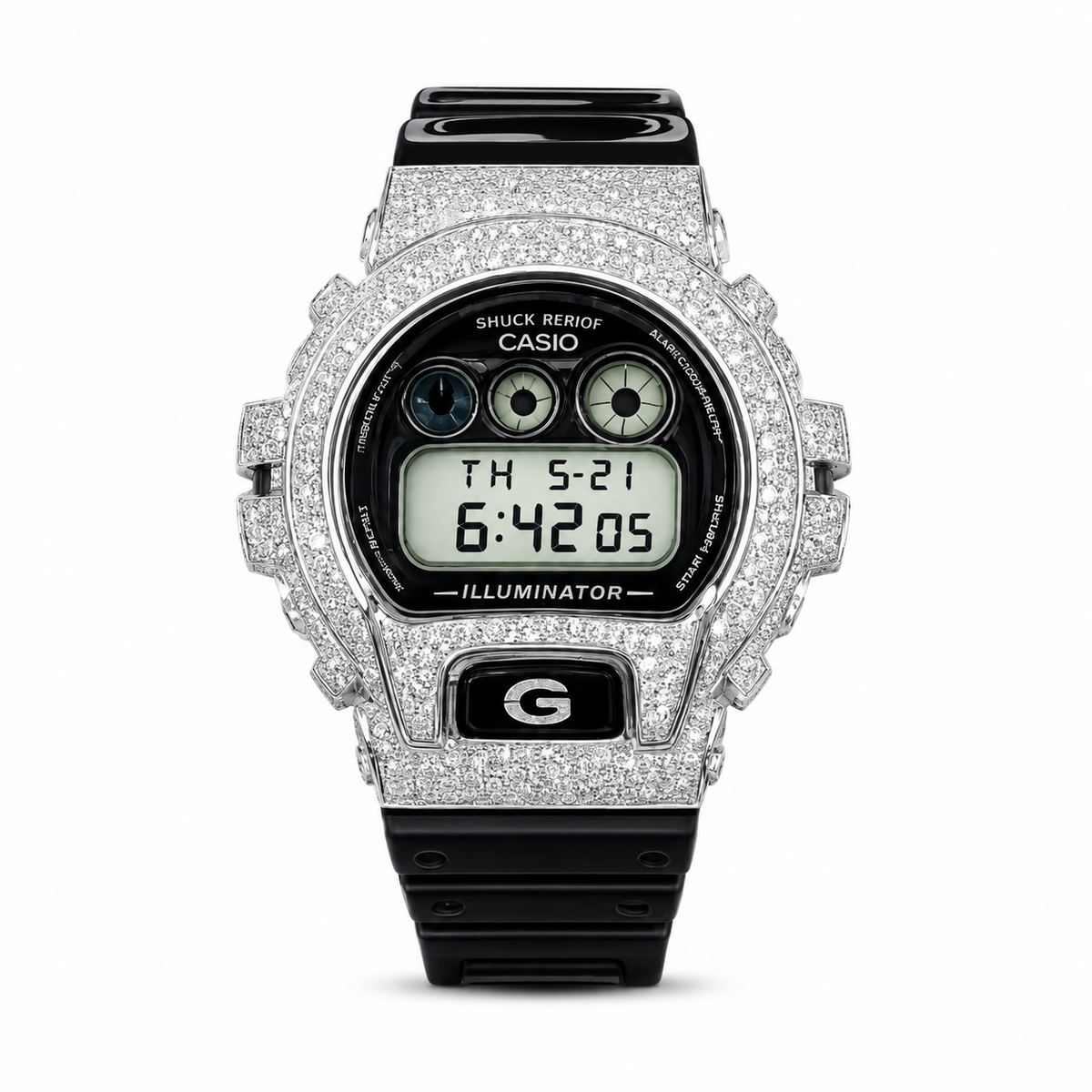 Black G-Shock DW-6900 with Natural Diamond Bezel – SHYNE JEWELERS