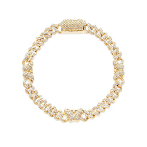 10K Gold 1.60ct Diamond Cuban Bracelet with Butterfly Motif Links