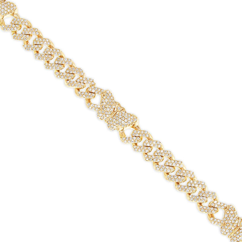 10K Gold 1.60ct Diamond Cuban Bracelet with Butterfly Motif Links