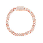 10K Gold 1.75ct Diamond Cuban Bracelet with Heart Motif Links