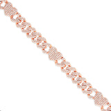 10K Gold 1.75ct Diamond Cuban Bracelet with Heart Motif Links