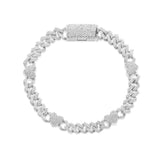 10K Gold 1.75ct Diamond Cuban Bracelet with Heart Motif Links