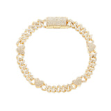 10K Gold 1.75ct Diamond Cuban Bracelet with Heart Motif Links