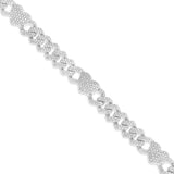 10K Gold 1.75ct Diamond Cuban Bracelet with Heart Motif Links