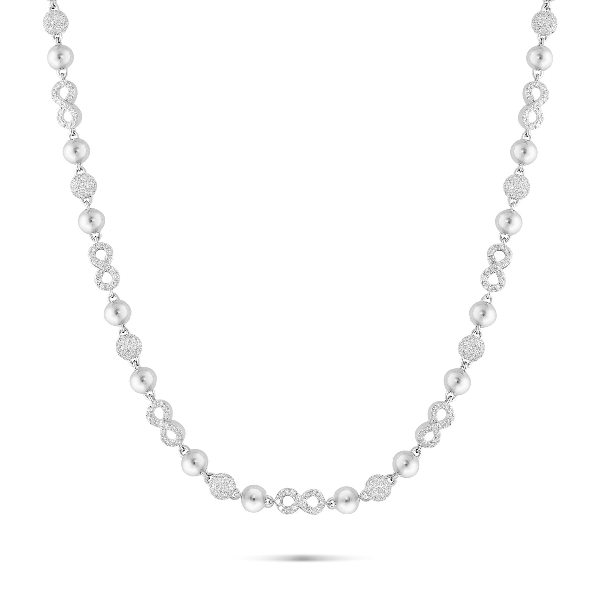 10K White Gold Diamond Bead & Infinity Link Chain – SHYNE JEWELERS