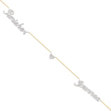 Yellow Gold and Diamond Custom 2-Name Necklace with Diamond Heart