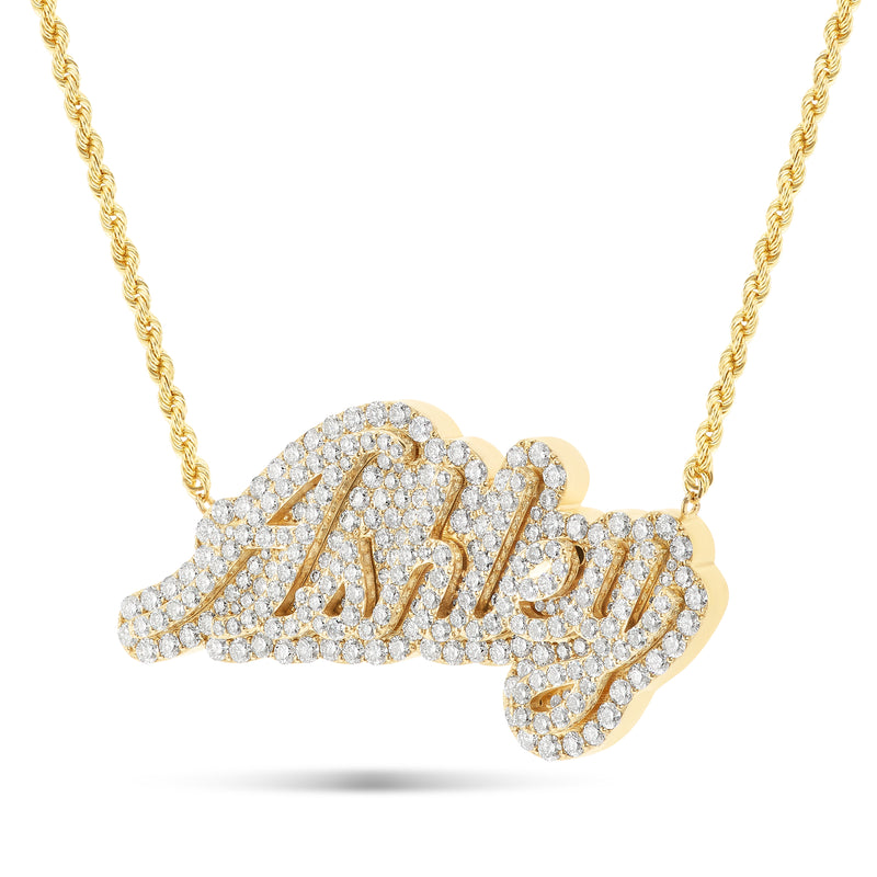 Gold and Diamond Bilevel Custom Name Necklace