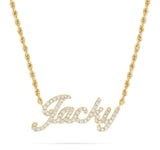 Customizable Gold & Diamond Cursive Name Necklace