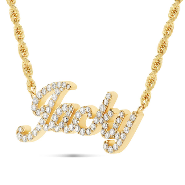 Customizable Gold & Diamond Cursive Name Necklace