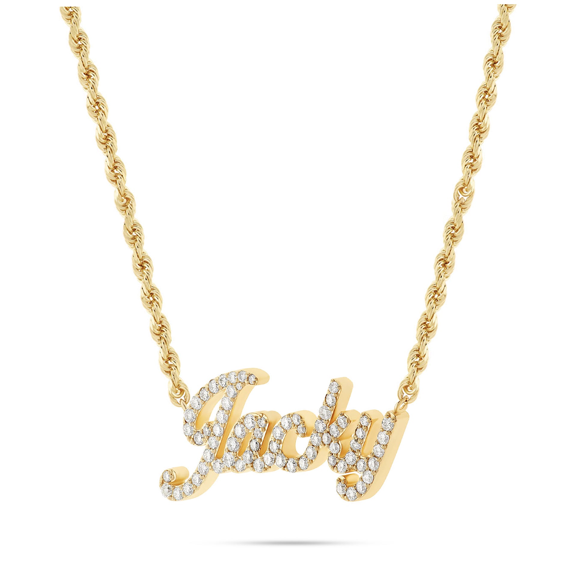 Customizable Gold & Diamond Cursive Name Necklace