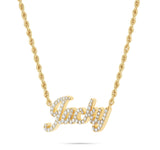 Customizable Gold & Diamond Cursive Name Necklace