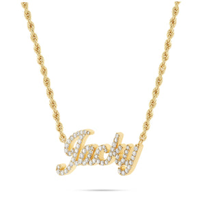 Customizable Gold & Diamond Cursive Name Necklace