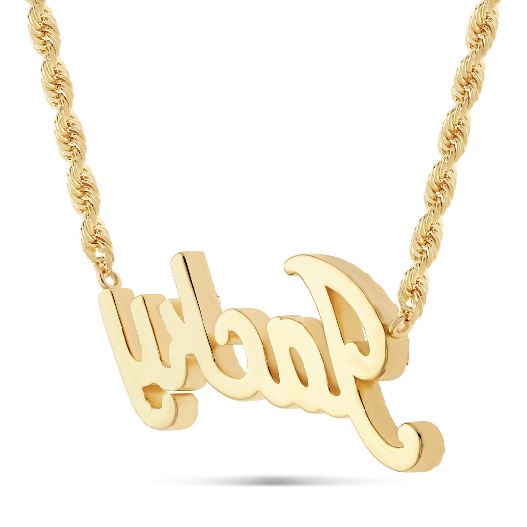 Customizable Gold & Diamond Cursive Name Necklace