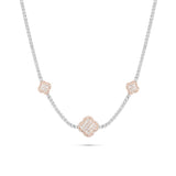 10K Two-Tone Gold Baguette and Round Diamond Clover on Tennis Chain