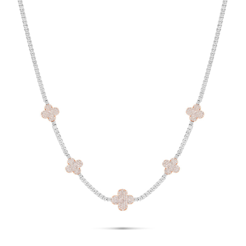 10K Two-Tone Gold Diamond Clover on Tennis Chain