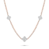 10K Two-Tone Gold Emerald and Round Diamond Clover Tennis Chain