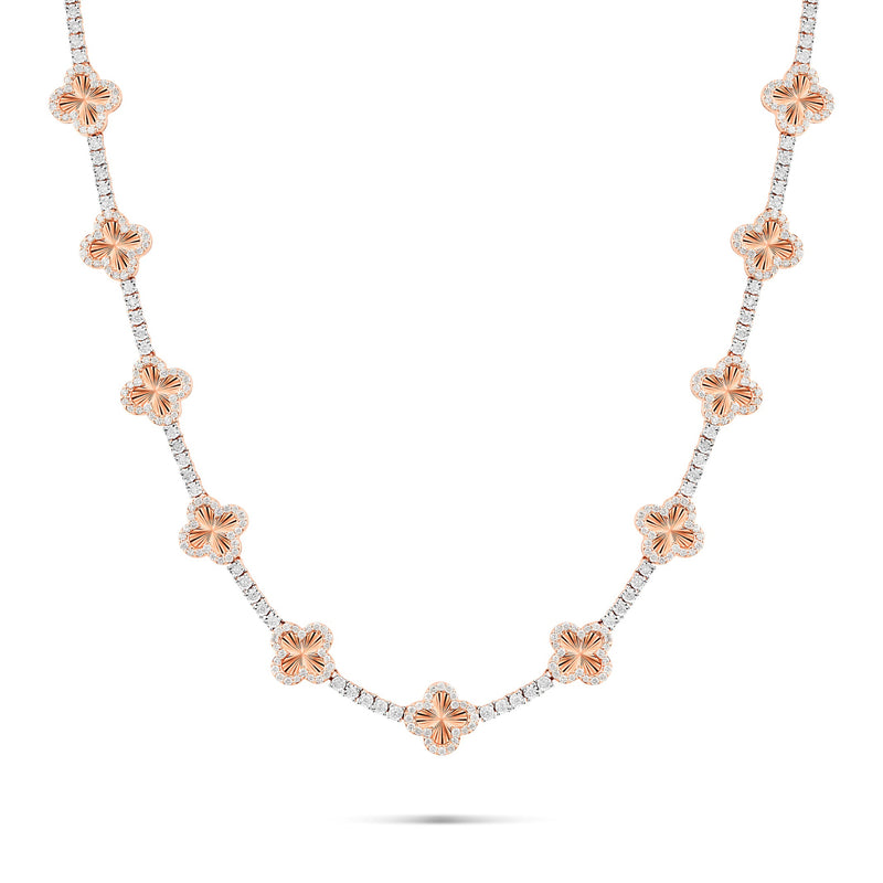 Gold Accent Diamond Clover on Tennis Chain