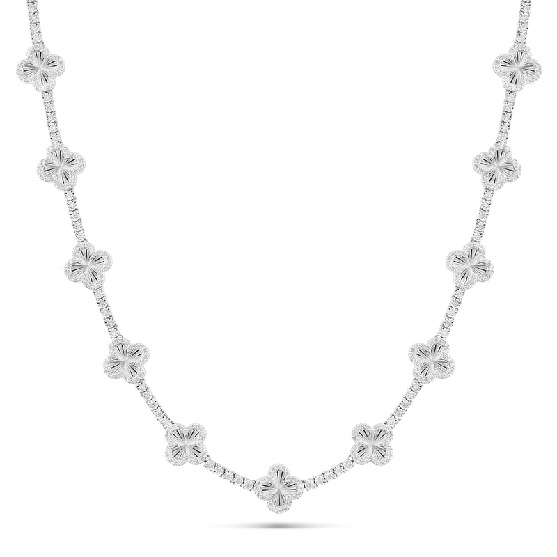 Gold Accent Diamond Clover on Tennis Chain