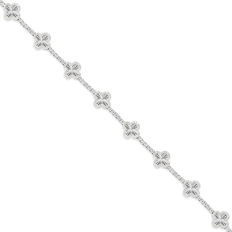 Gold Accent Diamond Clover on Tennis Chain