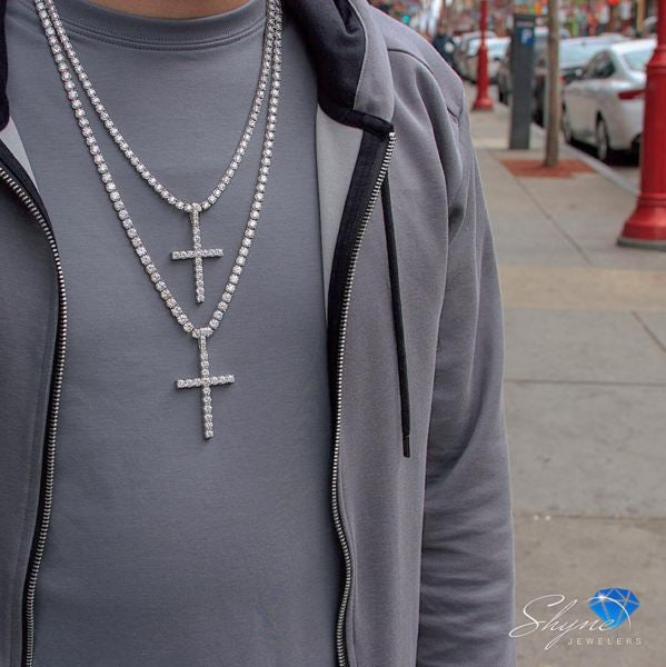 14k White Gold 7ct Diamond Cross Pendant