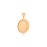 14K Gold Delicate Cuban Border Picture Pendant with Cubic Zirconia