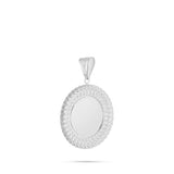 14K Gold Cuban Border Picture Pendant with Cubic Zirconia