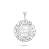 14K Gold Medium Cuban Border Picture Pendant with Cubic Zirconia