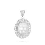 14K Gold Medium Cuban Border Picture Pendant with Cubic Zirconia