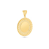 14K Gold Medium Cuban Border Picture Pendant with Cubic Zirconia