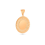 14K Gold Medium Cuban Border Picture Pendant with Cubic Zirconia