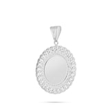 14K Gold Medium Cuban Border Picture Pendant with Cubic Zirconia