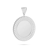 14K Gold Large Cuban Border Picture Pendant with Cubic Zirconia