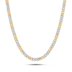 10K Gold Two Tone 2.40ct Mini Diamond Cuban Chain