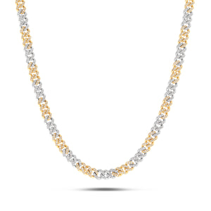 10K Gold Two Tone 2.40ct Mini Diamond Cuban Chain