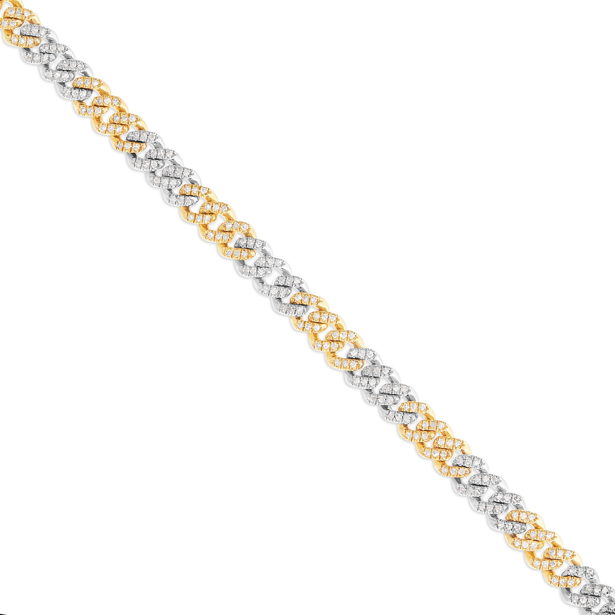 10K Gold Two Tone 2.40ct Mini Diamond Cuban Chain