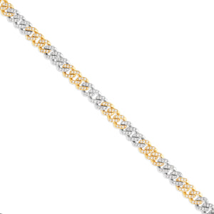 10K Gold Two Tone 2.40ct Mini Diamond Cuban Chain