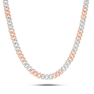 10K Gold Two Tone 3.9ctw Diamond Cuban Chain