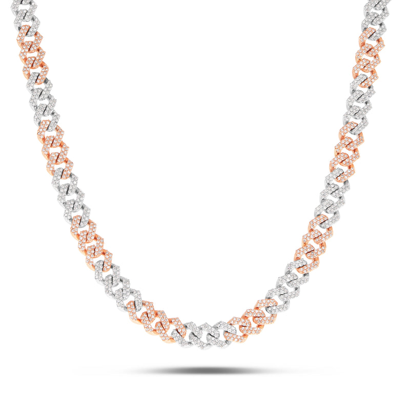 10K Gold Two Tone 3.9ctw Diamond Cuban Chain