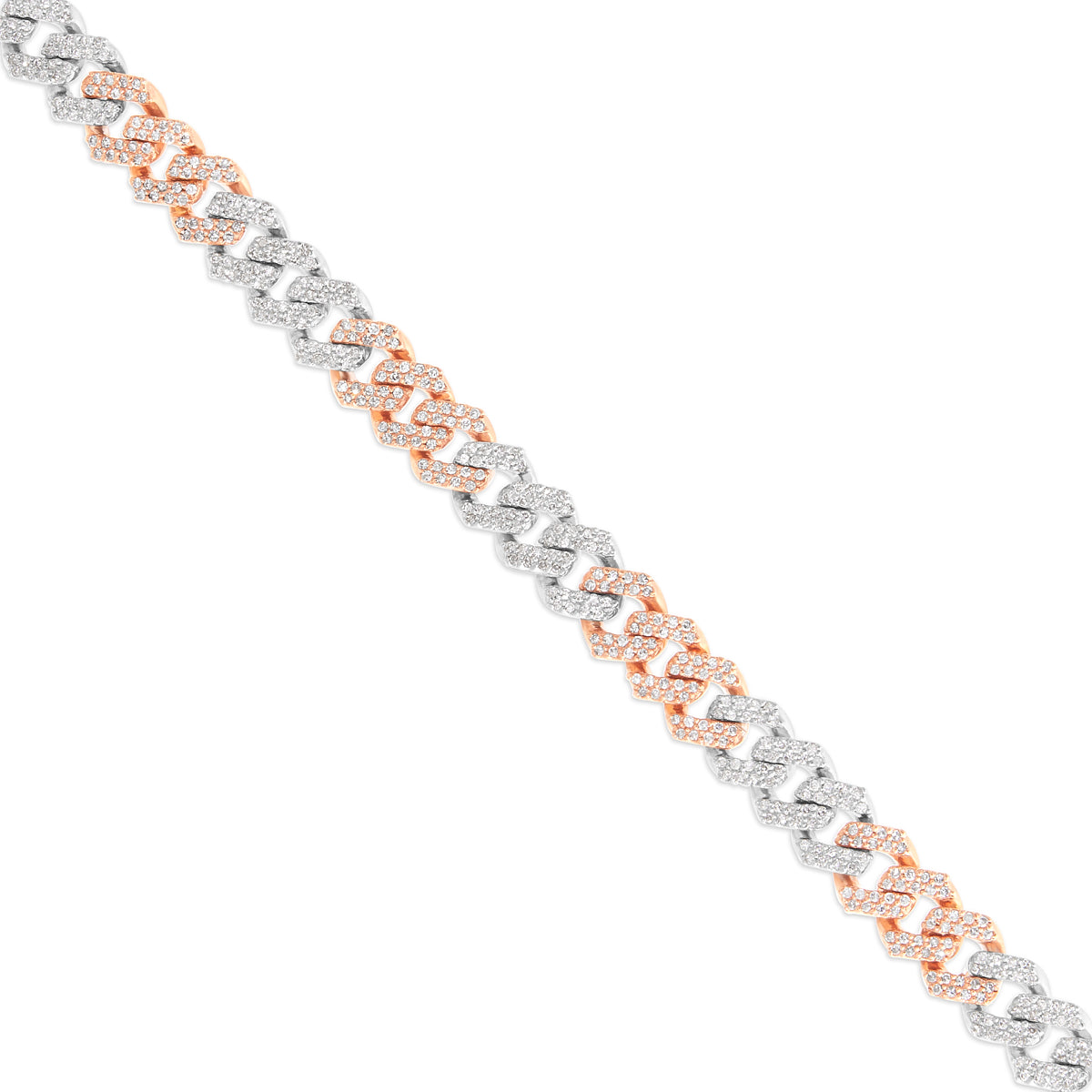 10K Gold Two Tone 3.9ctw Diamond Cuban Chain