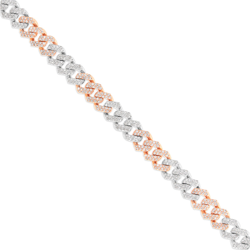 10K Gold Two Tone 3.9ctw Diamond Cuban Chain