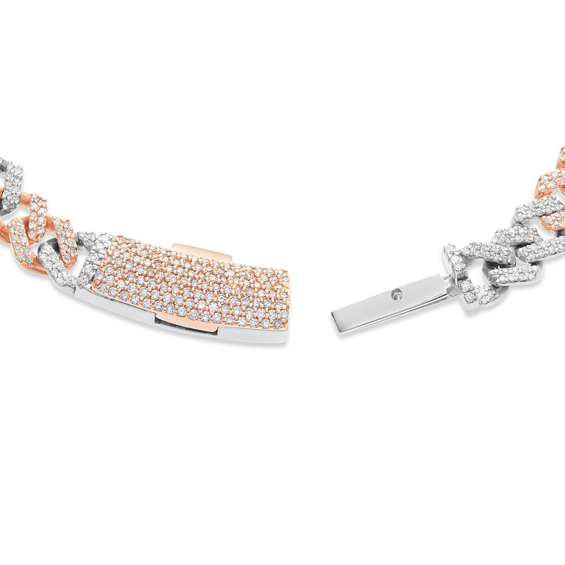 10K Gold Two Tone 3.9ctw Diamond Cuban Chain
