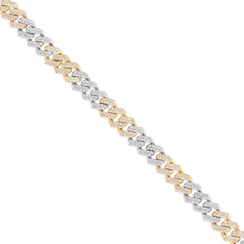 10K Gold Two Tone 3.9ctw Diamond Cuban Chain